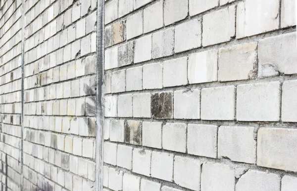 Widok z boku biały cegła mur tła — Zdjęcie stockowe