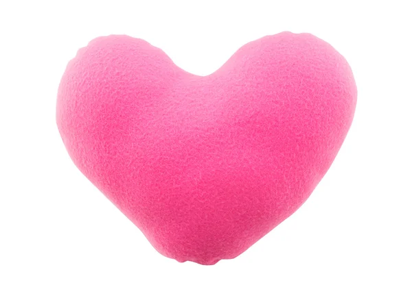 Cuscino cuore rosa isolato su sfondo bianco — Foto Stock