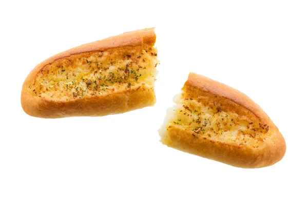 Half of garlic bread isolated on white background — Stock Photo, Image