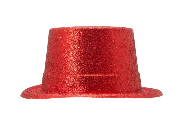 Beyaz zemin üzerine kırmızı parlak parti şapka isoalted — Stok fotoğraf