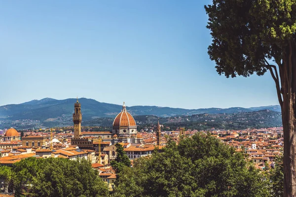 Vista Incrível Cidade Florença Partir Colina Itália Belo Dia Ensolarado — Fotografia de Stock