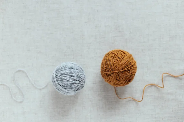 Cozy Balls Yarn Knitting Background Handmade Slow Homelife Place Text — Stock Photo, Image