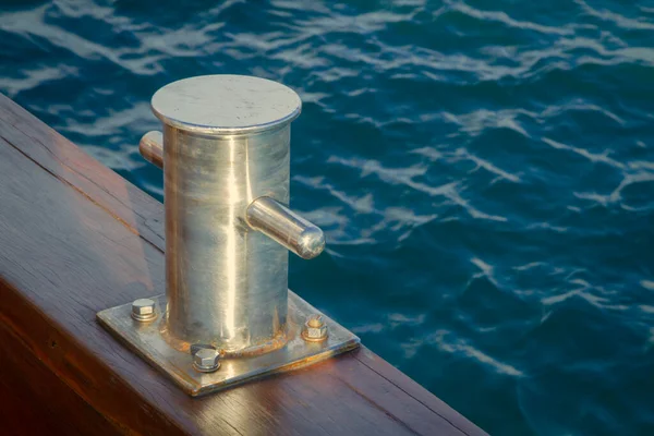 Stainless Steel Ship Marine Bollard Close — Stock Photo, Image