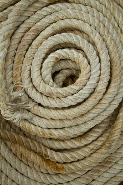 Una Imagen Primer Plano Las Cuerdas Amarre Marinas Rollo — Foto de Stock