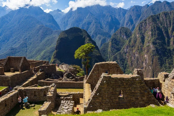 Machu Picchu Peru Kesäkuuta 2015 Turisti Tutustuu Machu Picchuun 1400 — kuvapankkivalokuva