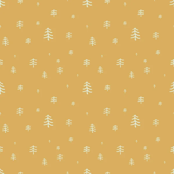 Doodle conifer 숲 솔기없는 벡터 패턴 — 스톡 벡터