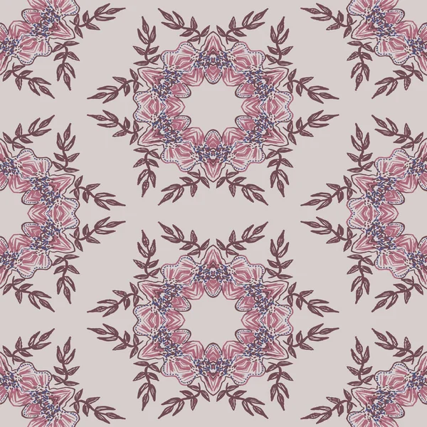 Corona de flores rosadas patrón vectorial sin costuras — Vector de stock