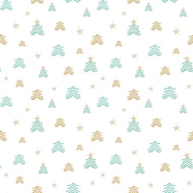 Noel ağaçları kusursuz vektör deseni çizer