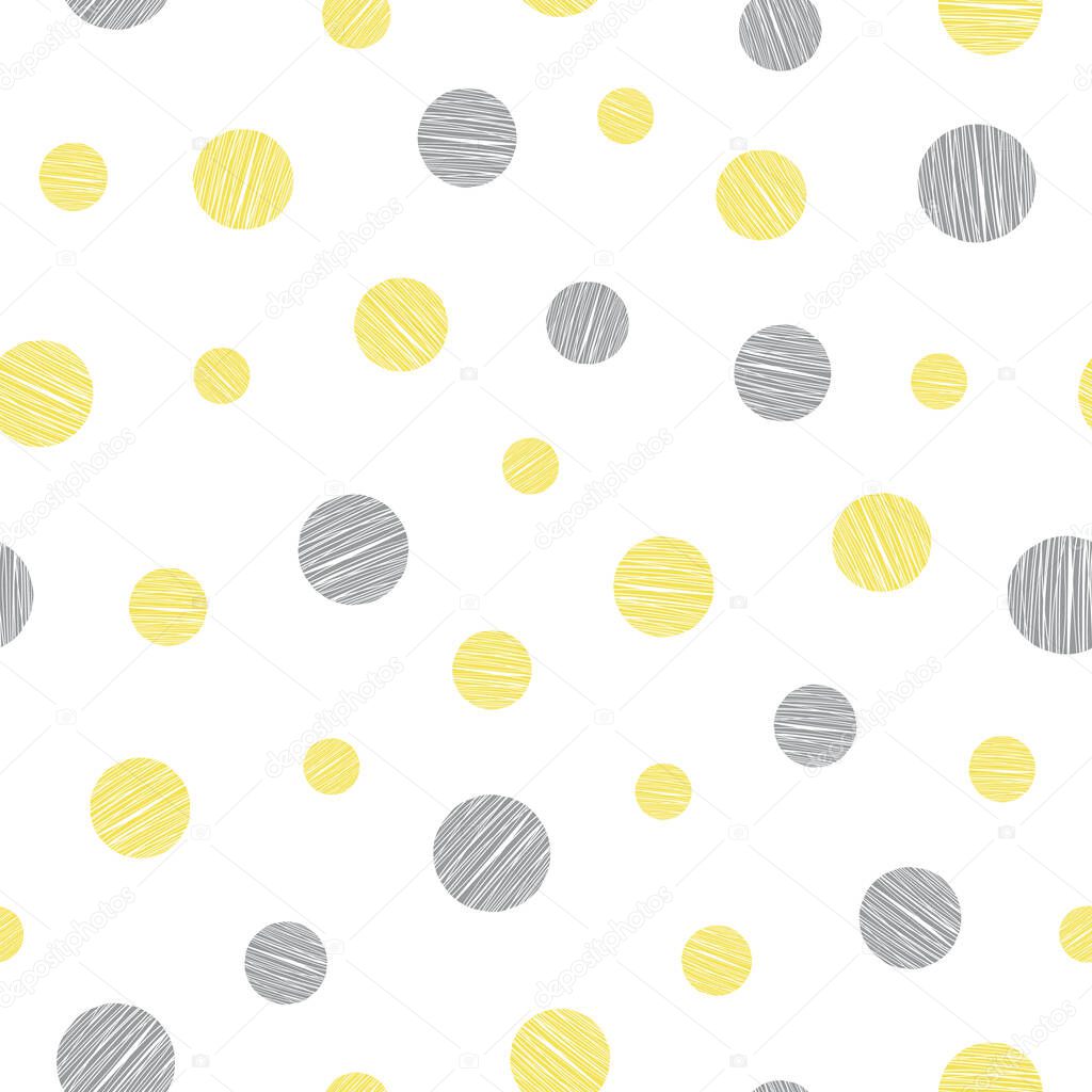 gray and yellow polka dots seamless vector pattern
