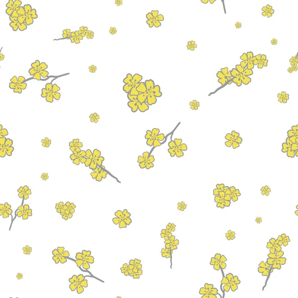 Žluté jaro kvete hladce vektorový vzor — Stockový vektor