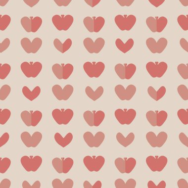 Pembe elmalar ve kalpler kusursuz vektör deseni