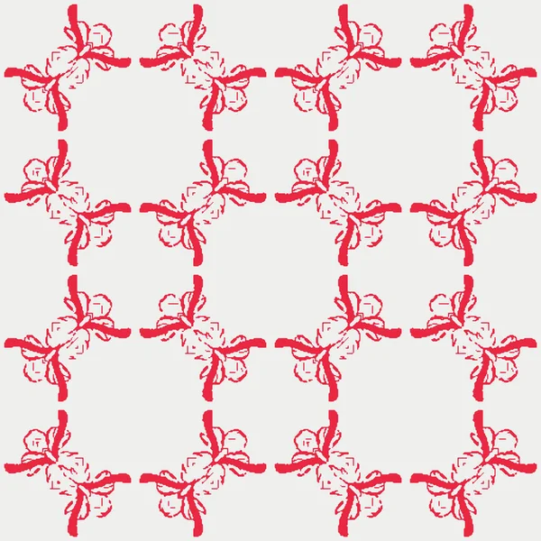 Motif vectoriel sans couture géo floral rouge et blanc — Image vectorielle