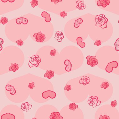 Pembe kalpler ve güller pürüzsüz vektör deseni