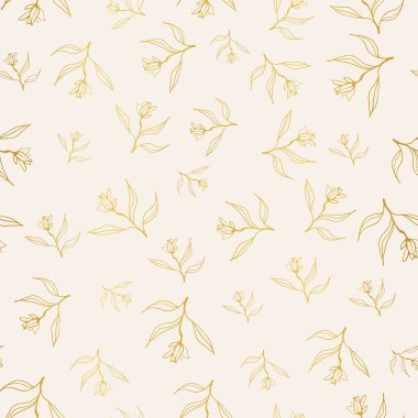 Altın çiçek desenleri kusursuz vektör desenleri çizer