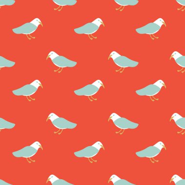 Kırmızı noktasız vektör deseninde martılar