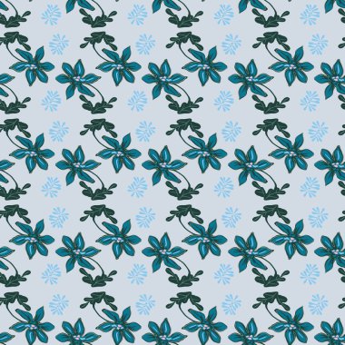 Mavi çiçekler zarif, pürüzsüz vektör deseni