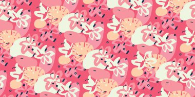 Pembe tropikal çiçeksiz vektör deseni