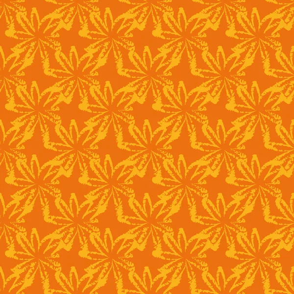 Hojas amarillas patrón vectorial sin costura en naranja — Vector de stock