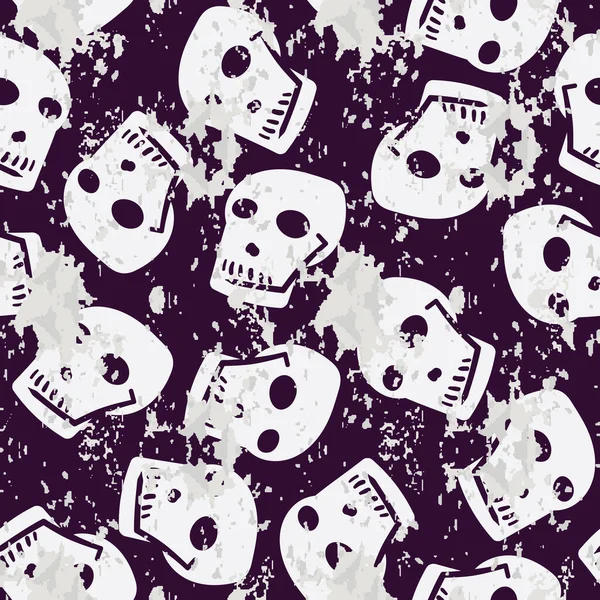 A horror halloween skulls seamless vector pattern Vektör Grafikler