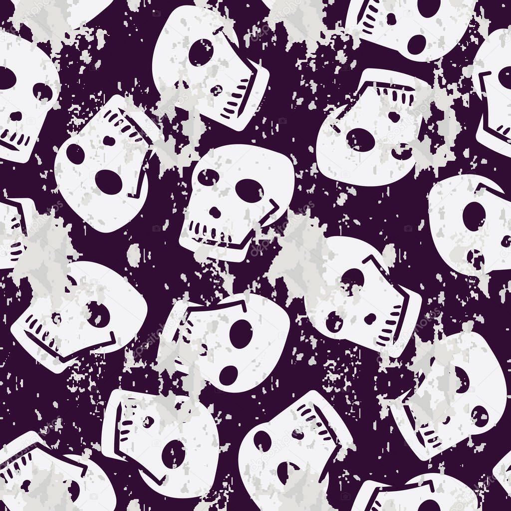 A horror halloween skulls seamless vector pattern