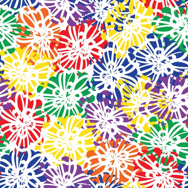 A bright colorful floral seamless vector pattern — Stock Vector