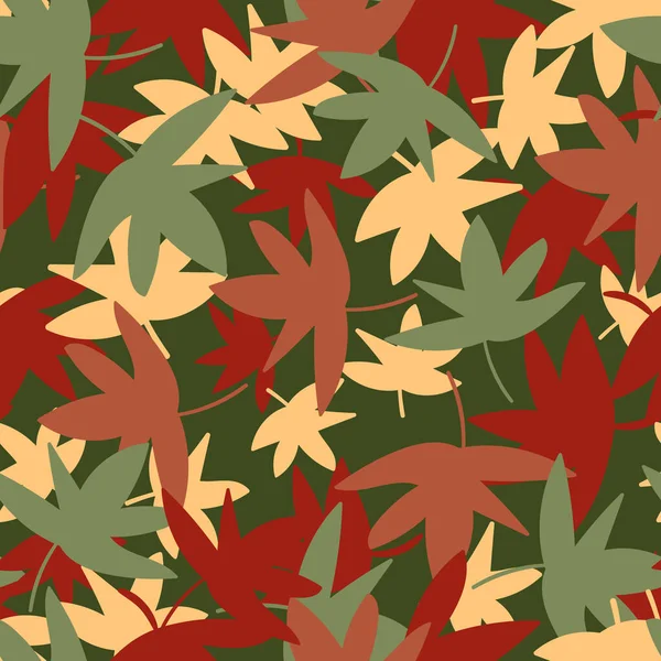 Autumn maple tree leaves seamless vector pattern — Stock Vector
