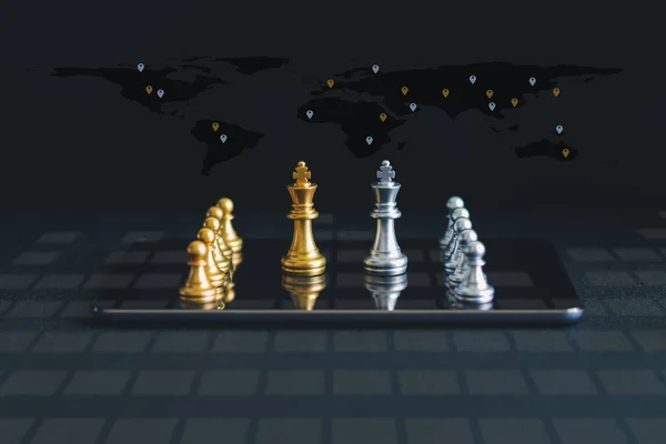Σκάκι Φόντο Έννοια Της Στρατηγικής Διαχείρισης Των Επιχειρήσεων Και Ανάλυση — Φωτογραφία Αρχείου
