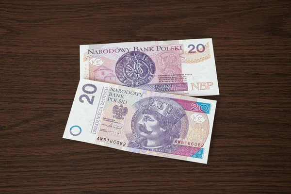 Zloty Proposition Polen Ett Träbord — Stockfoto