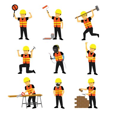 Construction Engineer Worker Builder Set Two vector