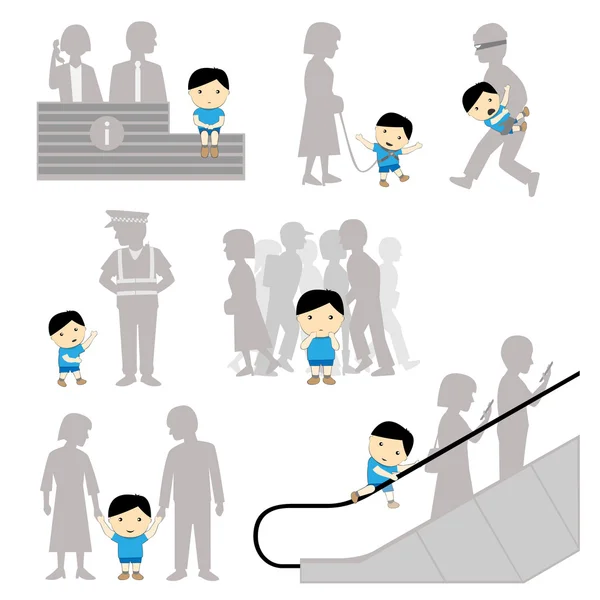 Child Safety Missing Negligence Set — Stock Vector