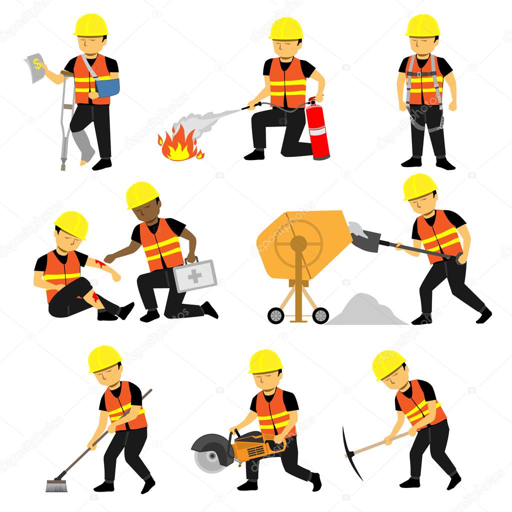 Construction Engineer Worker Builder Set Three