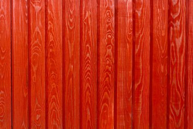 Tahtadan duvar, parlak kırmızıya boyanmış doğal ahşap çam ağacı.