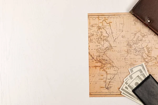 Ecaterimburgo Rússia Mapa Mundo Carteira Couro Preto Com Dinheiro Diário — Fotografia de Stock