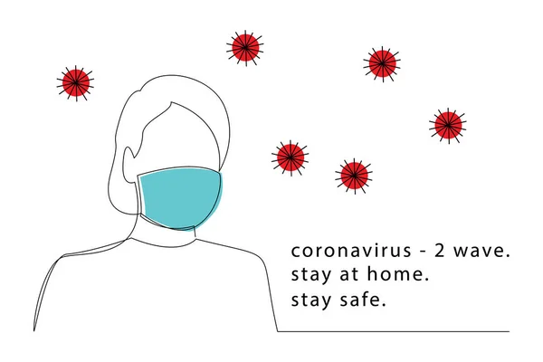 Wanita Bertopeng Wajah Medis Gelombang Kedua Dari Pandemi Coronavirus Covid - Stok Vektor