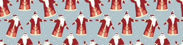 Nahtloses Muster Mit Dem Weihnachtsmann Weihnachten Und Neujahr 2021 Vektorflache — Stockvektor