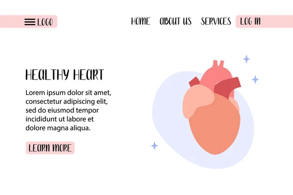 Hati Manusia Kardiologi Diagnosa Penyakit Kardiovaskular Vektor Ilustrasi Datar Sempurna - Stok Vektor