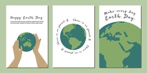 幸せな地球の日 地球の時間 環境安全のお祝い ベクトルフラット漫画イラスト カード ポスター チラシ バナーデザインに最適です — ストックベクタ