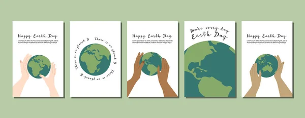 幸せな地球の日 地球の時間 環境安全のお祝い ベクトルフラット漫画イラスト カード ポスター チラシ バナーデザインに最適です — ストックベクタ
