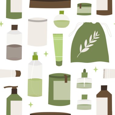 Homeopati, naturopati. Tamamlayıcı, alternatif, bütünleyici, bütünsel tıp. Doğal organik bitki. Eczacı şişesi. Vektör düz çizgi film çizimi, pürüzsüz desen