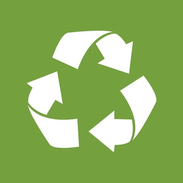 Znak Recyklingu Wektora Izolowana Ikona Zielonym Tle Biały Symbol Ponownego — Wektor stockowy