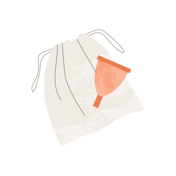 Újrafelhasználható Menstruációs Csésze Vászonzsák Női Higiéniai Termék Zéró Fürdőszoba Újrahasznosítható — Stock Vector