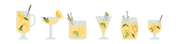 Limonada Fresca Casera Refresco Cóctel Mojito Con Limón Menta Bebida — Vector de stock