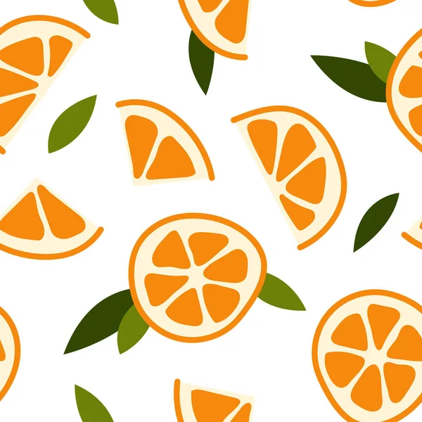 Patrón Sin Costuras Con Jugosa Mandarina Mandarina Naranja Clementina Cítricos — Archivo Imágenes Vectoriales