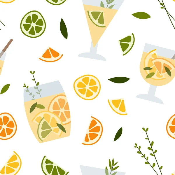 Limonada Fresca Casera Refresco Cóctel Mojito Con Limón Menta Bebida — Vector de stock