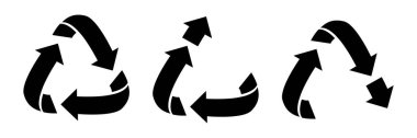 Bir dizi vektör geri dönüşümü, yükseltme ve indirme işaretleri, beyaz arkaplanda izole edilmiş simgeler. Siyah, ekolojik tasarım, işaretleme, ürün etiketlemesi için sembolleri yeniden kullanıyor. Sıfır atık yaşam tarzı