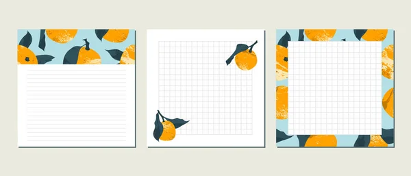 Planner Page Template Mandarin Tangerine Orange Citrus Fruit Perfect Schedule — Stock Vector