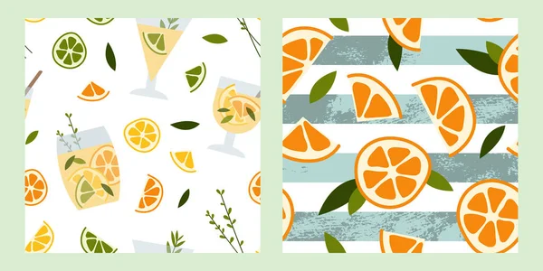 Limonada Fresca Soda Mojito Cóctel Jugo Limón Lima Menta Mandarina — Vector de stock