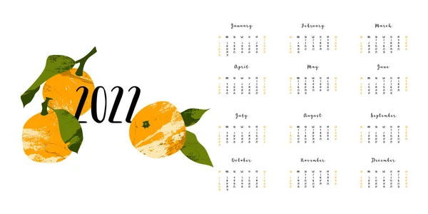 Календар 2022 Місяців Тиждень Починається Неділі Планувальник Подій Організатор Розробник — стоковий вектор
