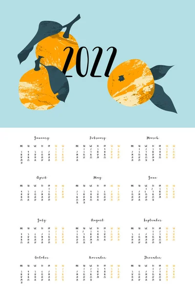 Календар 2022 Місяців Тиждень Починається Понеділка Планувальник Подій Організатор Розробник — стоковий вектор