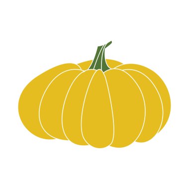 Balkabağım. Sonbahar sebzesi. Sonbahar dekoratif tasarımı, Şükran Günü ve Cadılar Bayramı davetiyesi, hasat broşürü, tekstil. Vektör düz çizgi film illüstrasyonu